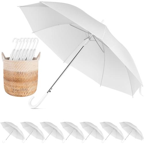 8 Pack Wedding Umbrella Bulk, Windproof Large Rain Umbrella, Strong Fiberglass Frame, Auto Open Wedding Umbrellas for Guests Bride Groom Photography Friend Gift
