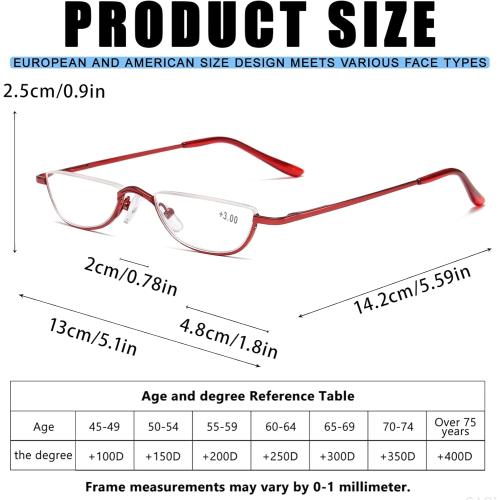 Viseng 2 Pack Vintage Alloy Half Moon Reading Glasses Women Men Slim Half Frame Lens Readers Glasses  1.0