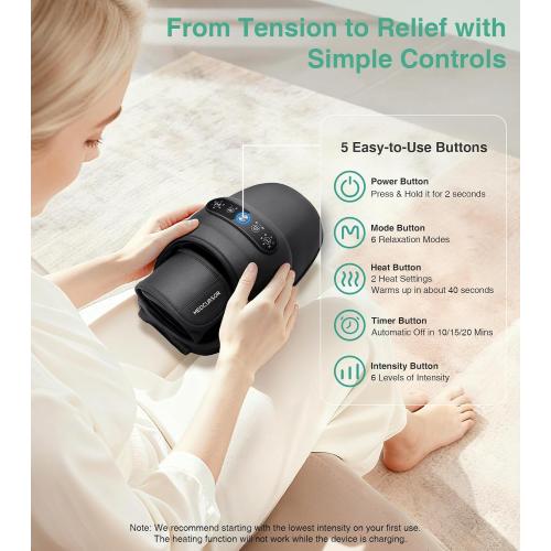 Medcursor Hand Massager - Hand Massager with Heat and Compression for Carpal Tunnel and Stiff Joints, Pain Relief from Wrist to Palm and Finger