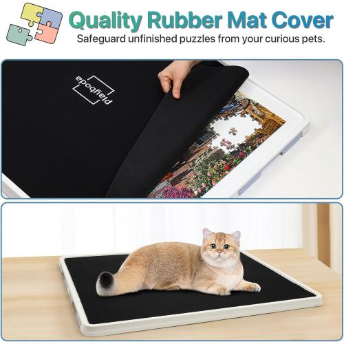 1500 Pieces Rotating Plastic Puzzle Board with Drawers and Cover, 35x27 Portable Spinning Jigsaw Puzzle Table for Adults, Upgraded Lazy Susan, Ideal Gift for Mum