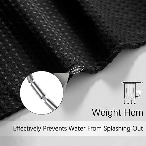 Black Shower Curtain 256GSM Heavy Duty Waffle Woven Bathroom Shower Curtains, Weighted Fabric for Hotel Spa Luxury Polyester Bath Curtain with 12 Hooks Halloween, 72Wx72H