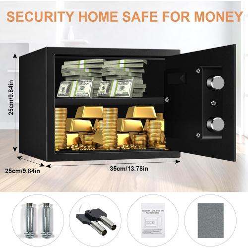 1.2 Cuft Safe Box Fireproof Waterproof for Home, Fire proof Safes with Digital Keypad, Spare Keys and Removable Shelf, Security Fire Safe for Money Firearms Medicine Valuables