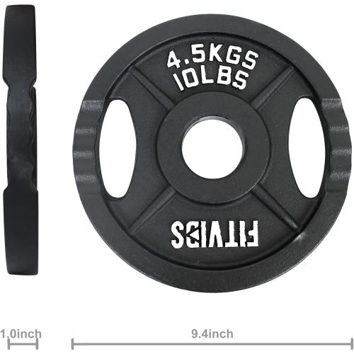 Set of 4 Signature Fitness Cast Iron Plate Weight Plate for Strength Training and Weightlifting, Standard or Olympic, Multiple Sizes