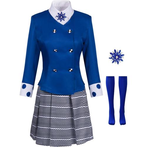 Heather Chandler Cosplay Costume Red and Blue Ouit with Wig Music Stage Performance School Uniform Dress Suit