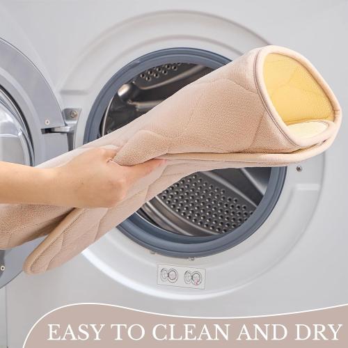 Memory Foam Bath Mat, Soft Velvet Bathroom Mats, Super Absorbent, Non-Slip, Thick Bath Rug for Bathroom, Toilet, Shower Machine Wash and Tub 16 X 24 Beige