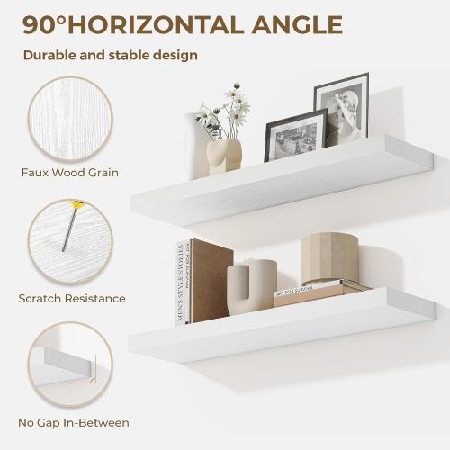Dreamland 32 Inches Floating Shelves for Wall, 9.3 Deep Long Floating Shelves Set of 2, Large Display & Storage Shelf, Wall Shelf for Bathroom Bedroom Living Room Kitchen Office, White