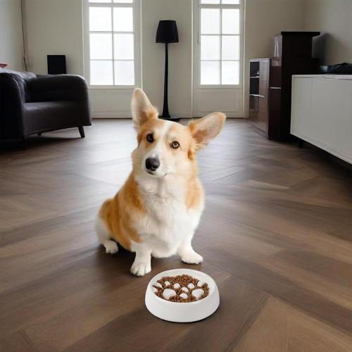 Slow Feeder Dog Bowls Ceramic, Non-Slip Slow Feeder Bowl for Small Medium Dogs & Cats, Puzzle Puppy Food Dish for Fast Eater