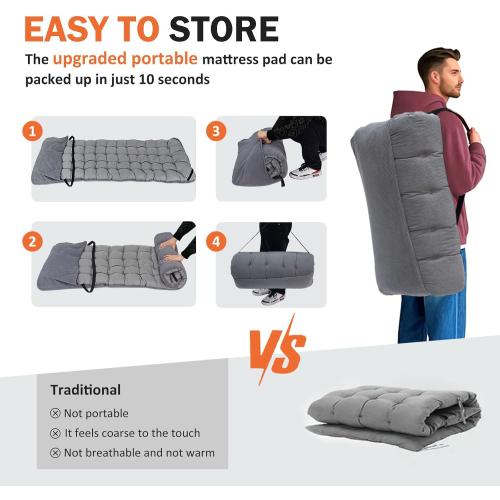 ATORPOK Camping Cot for Adults with Cushion Comfortable, Portable Folding Bed for Sleeping Supports 450 lbs (Gray)