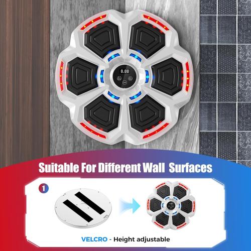 Music Boxing Machine for Adults,Bluetooth Smart Boxing Training Machine,Wall Target Punching Workout for Kids,Reflex Training Suitable for Home,Office,Gym,Fun Fitness Equipment(Hoar)