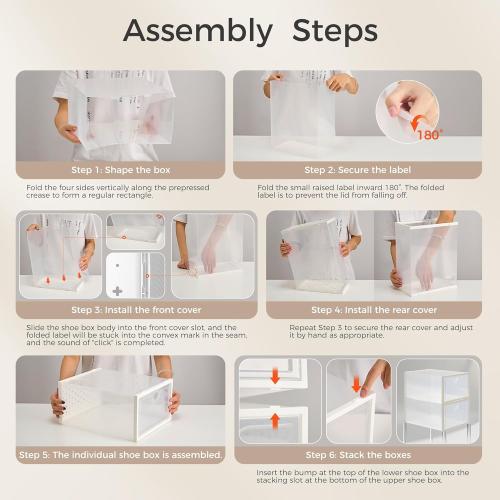 Pinkpum 15 Pack X-Large Shoe Storage Boxes Fit US Size 11, Shoe Organizer for Closet Clear Plastic Stackable Shoe Dispaly Case Holder Bins, Sneaker Storage for Sneakerheads White for Home and Family