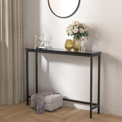 VASMIA Console Table, Entryway Table, Narrow Sofa Table, 39 Bamboo Hallway Table for Entryway, Living Room, Bedroom, Foyer, Black