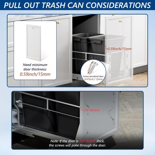 Insputer Dual Pull Out Trash Can Under Cabinet with Soft-Close Slides, Heavy Duty Under Sink Trash Can Kit for Kitchen Sink, Laundry, Garbage Can Not Included, Requires 17 W X 24 D Cabinets