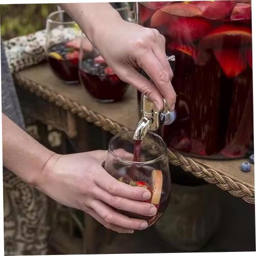 Beverage Dispensers with Spigot, Leakproof Glass Drink Dispenser with Stainless Steel Spigot, Multipurpose Water Container for Restaurants, Hotels, Parties
