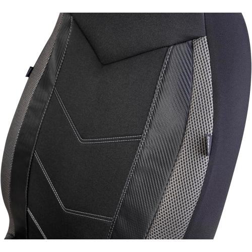 PIC AUTO Car Seat Covers - High Back Front Seat Covers, Sports Carbon Fiber Mesh Design, Universal Fit, Airbag Compatible (Gray)