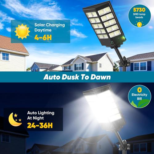 26 Large Solar Street Lights Outdoor Waterproof - 9000W 120000LM Solar Powered Parking Lot Light Dusk to Dawn,Motion Sensor Commercial LED Solar Flood Lights Remote Control for Outside