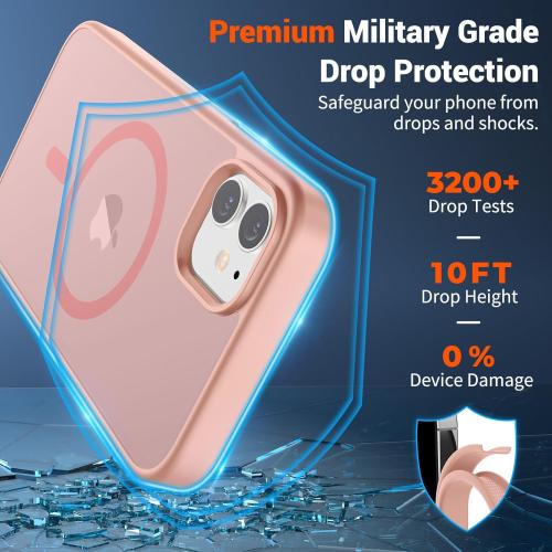 SUPFINE Magnetic for iPhone 12 Case/iPhone 12 Pro Case (Compatible with MagSafe) (Military Grade Drop Protection) Slim Translucent Matte Shockproof with Anti-Fingerprint Phone Case,Pink