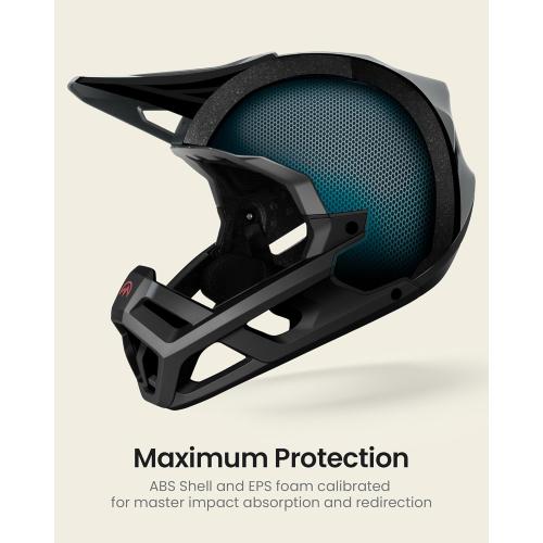 OutdoorMaster Full Face Mountain Bike Helmet for Men & Women-Two Removable Chin Pad Mountain Bike Helmet Grizzly, Ventilation Lightweight Racing Downhill DH BMX MTB Helmet