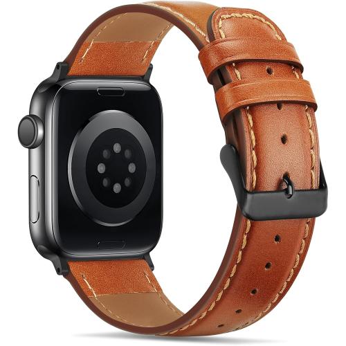 Tasikar Bands Compatible with Apple Watch Band 49mm 46mm 45mm 44mm 42mm Genuine Leather Replacement Straps Compatible with Apple Watch Ultra 3 2 1 SE Series 11 10 9 8 7 6 5 4 3, Classic Brown