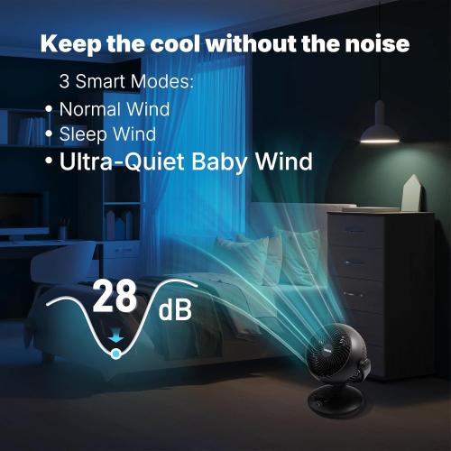 Size 10 Color Black Fan for Bedroom with Remote,Ultra Quiet Desk Fan,with 3 Modes,8 Speeds,9-Hour Timer,10 inch,High-Velocity Cooling,Auto Oscillation,for Home,Dorm&Office