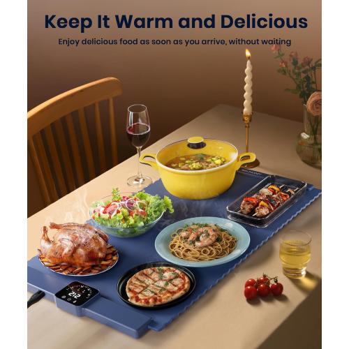 Food Warming Mat for Food, Electric Warming Tray with 5 Temp-Settings to Keep Food Warm at Party, Foldable Heating Pad for Food – Easy Storage, Silicone Food Warming Pad, Easy to Clean