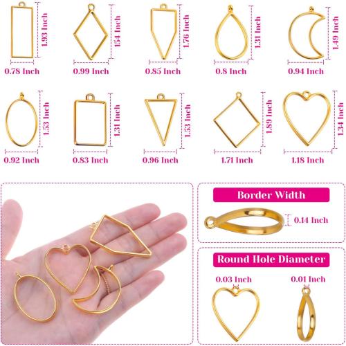 Shynek 50Pcs Hollow Frame Pendants - Resin Craft Bezels Jewelry Molds for Necklaces and Earrings Making Supplies