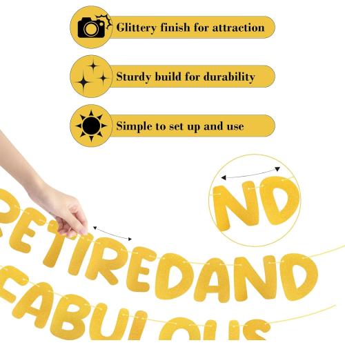 RETIREDAND FABULOUS 1 Pack Happy Retirement Banner, Retirement Decorations Congratulations Banner, Going Away Party Decorations, Congratulations, Goodbye Party Decorations