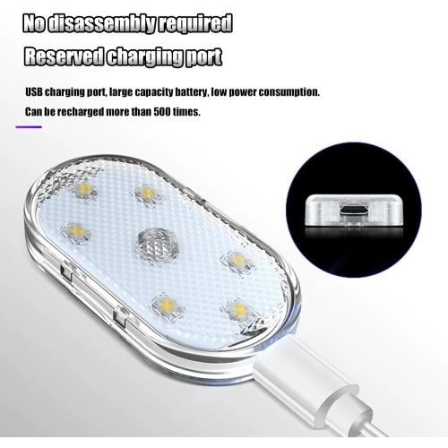 Car LED Lights Interior Wireless, 6 Styles Interior, Portable USB Rechargeable Vehicle Night Light for Car(Ice Blue)