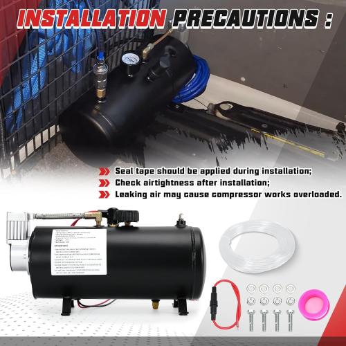 PTNHZ DC 12V MAX 150PSI Air Compressor Tank Pump w/3 Liter 0.8 Gallon Tank For Train Truck Boat Pickup Motorhome Portable Air Compressor Pump