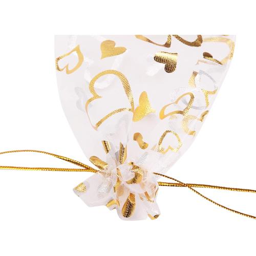 Volanic 100PCS 4X6 Inch Sheer Heart Organza Bags with Drawstring for Christmas Candy Jewelry Party Wedding Favor Gift Bag