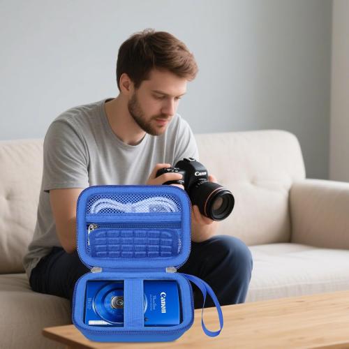 Elonbo Carrying Case for Canon PowerShot ELPH 360 HS A/ 360 HS/ 360/ IXY 650 Digital Camera, Canon PowerShot ELPH 330/190/160/115/130/110 Camera Hard Travel Bag, Mesh Pocket fits Battery Cable, Blue