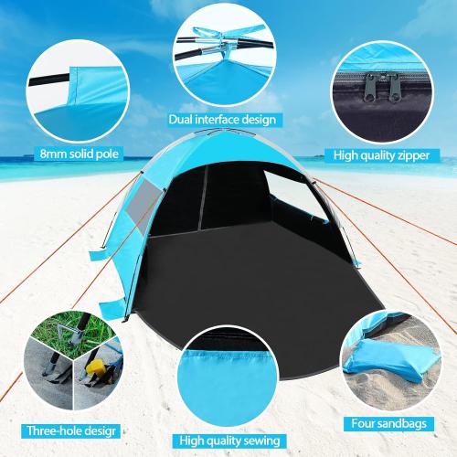 Beach Tent, Beach Shade Portable Tent for 2-3 Person with UPF 50