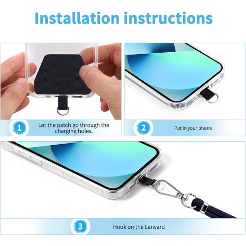CACOE Phone Lanyard 2 Pcs-2 Pcs Adjustable Neck Strap,4 Pcs Patches,Universal Crossbody Multifuctional Cell Phone Lanyards Compatible with Most Smartphones(Black Light Gray)