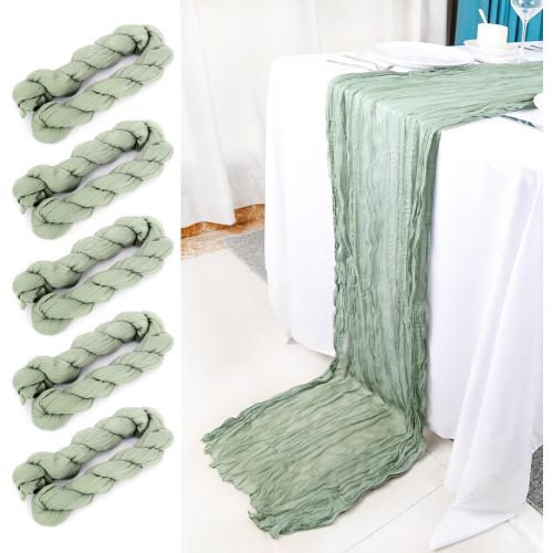 Wigenius 6 Pack Sage Green Cheesecloth Table Runner Semi-Transparent Fabric 35 X 120 Inch Boho Restic Gauze Table Runners for Wedding Party Baby Shower Decoration