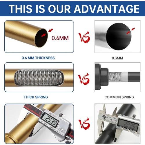 BRIOFOX Industrial Shower Curtain Rod - 2-in-1 Design Tension Curtain Rod - Rustproof Non-Slip 43 to 72 Inch Metal Steel, Frosted Gold Painted Window Curtain Rod