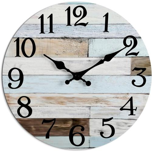 Wall Clock Battery Operated 16 Inch Silent Non-Ticking Coastal Country Style Decorative for Living Room, Kitchen, Home,Bathroom, Bedroom, Laundry Room