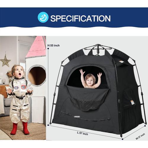 Play Tent-Portable Playhouse Blackout Sleeping Tent Cover,Blocking 95% Light for Kids &Toddlers,Indoor Castle House with Travel Carry Bag & Breathable Mesh Windows-Space for Children Birthday Gfits