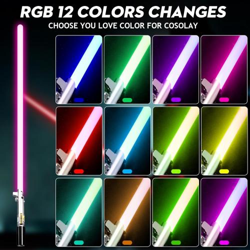 Pixel Dueling Lightsaber, Motion Control 39 Sets Sound Effects and 12 Colors Change, Smooth Swing Metal Handle Light Saber for Adults, Boys Cosplay Gifts (Pixel)