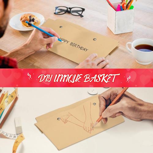 PerKoop 24 Pack Baskets for Gifts Empty Bulk 6.5 x 9.8'' Thick Kraft Gift Basket with Pull Bows Bags Empty Gift Basket for Easter Birthday Wedding Mother's Day Graduation Snack Farmers Market(Red)