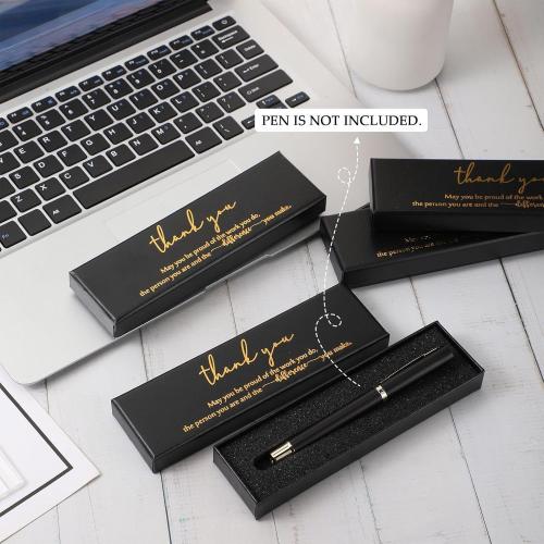 Fulmoon 24 Pcs Inspirational Pen Boxes Empty Thank You Pen Boxes for Ballpoint Jewelry Display Motivational Quote Cases Appreciation Gifts for Christmas Employee Teacher Coworker Office Team(Black)