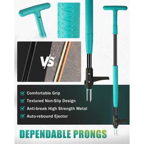 Breeze Touch 39 Weed Pulling Tool, 3-Claw Detachable Weed Puller Tool with Long Handle, Heavy Duty Stand Up Weeder Weeding Tool for Lawn, Yard, Garden, Crabgrass, Dandelion Picker, Weed Remover