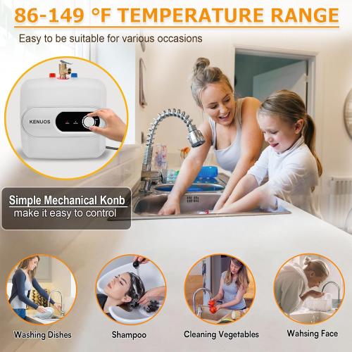 4 Gallon Water Heater Under Sink Instant Hot Water Heaters 1500W 110V 120V Mini Tank,Under Counter Water Heater with Safety Vavle 1/2 NPT for Kitchen,Bathroom,Camper,RV, White