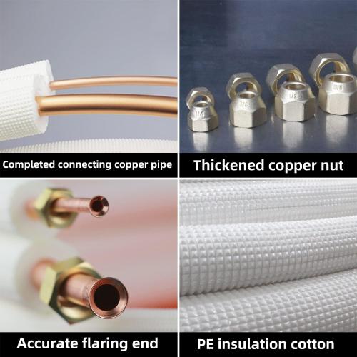25 Ft Mini Split Line Set.Air Conditioner Copper Tubing Pipes Extension Set, 1/4 & 5/8 3/8 PE Thickened for AC and Heating Equipment Insulated Coil Line Set HVAC Refrigerant with Nuts. (1/4 5/8)