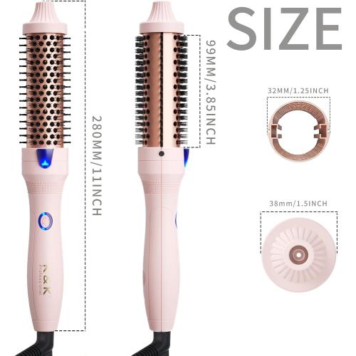 K&K 1.25 Inch Tourmaline Ionic Hot Brush Hair Curler for Loose & Volume Curls, Long Hair Heated Styler, Dual Voltage