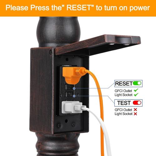 Dusk Dawn Bronze Outdoor Lamp Post Light with GFCI Outlet, Triple Head Aluminum Street Light Post for Outside with Sensor, Waterproof Birdcage Pole Lighting Fixture for Backyard Garden Patio Driveway