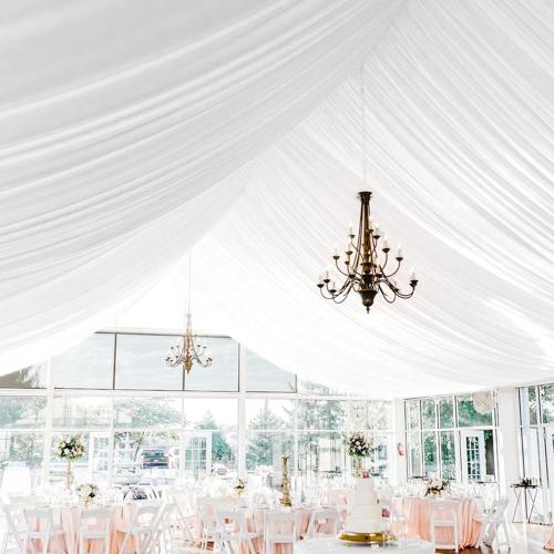 4 Panel White Ceiling Drapes - Premium Polyester Wedding Arch Draping Fabric - 5ft x 10ft - Decorations for Party, Ceremony, Stage (still in packaging)