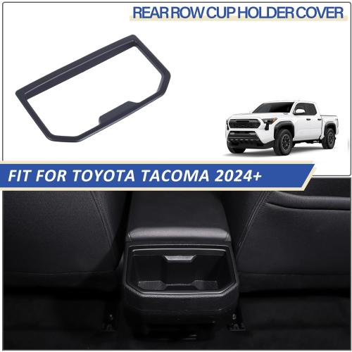 Daeiclru Rear Row Cup Holder Trim Compatible with Toyota Tacoma 2024 2025, Car Center Console Armrest Rear Water Cup Holder Frame Interior Accessories (Matt Black)