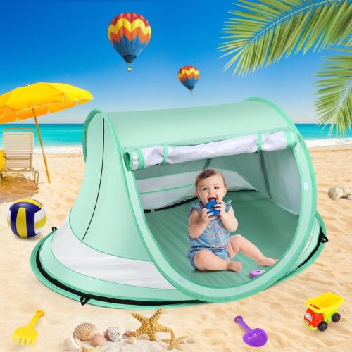 Kapeazo Baby Beach Tent, Pop Up UV Sun Shade for Infant Toddlers (Green)