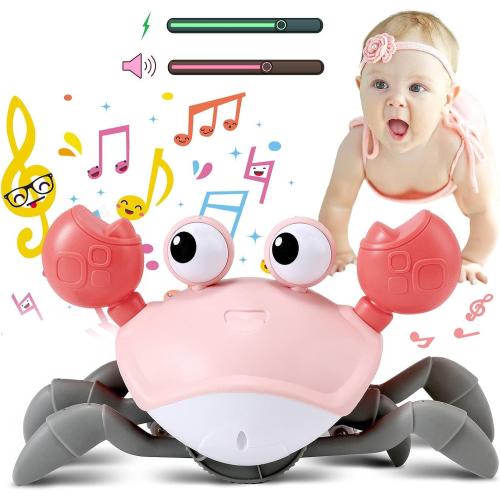 control future Girl Toys Tummy Time: Pink Crawling Crab Montessori Toy Learning 36 Months 3 Year Old Birthday Girls Valentines Gifts Stuff