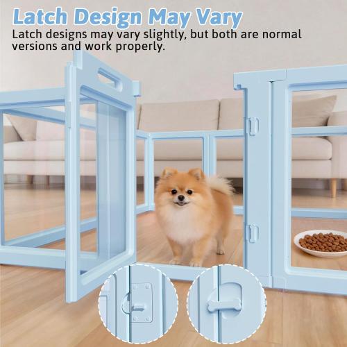 Acrylic Dog Playpen Indoor, Puppy Playpen, Acrylic Dog Pen, 10PCS | 23.6 H, Skin Pink, Purple & Sky Blue, Clear View, No-Gap Escape-Proof, Tool-Free Setup, For Puppies & Small Dogs
