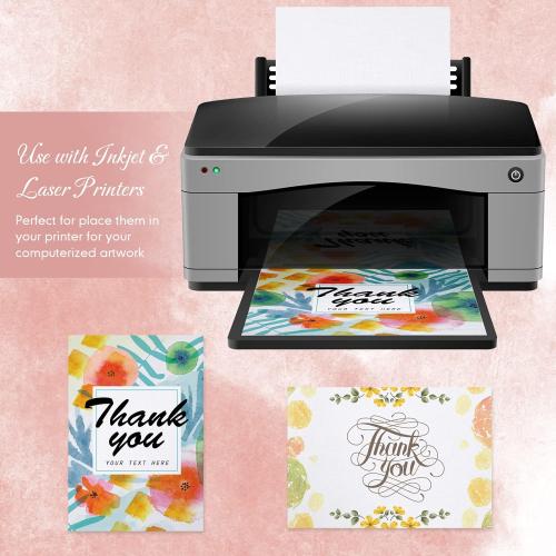 Geosar 200 Sheet Linen Cardstock Invitation Cardstock Heavyweight Printer Paper 92lb 250gsm Index Cards for Printer Cover Postcards Blank Flash Note Greeting (White)